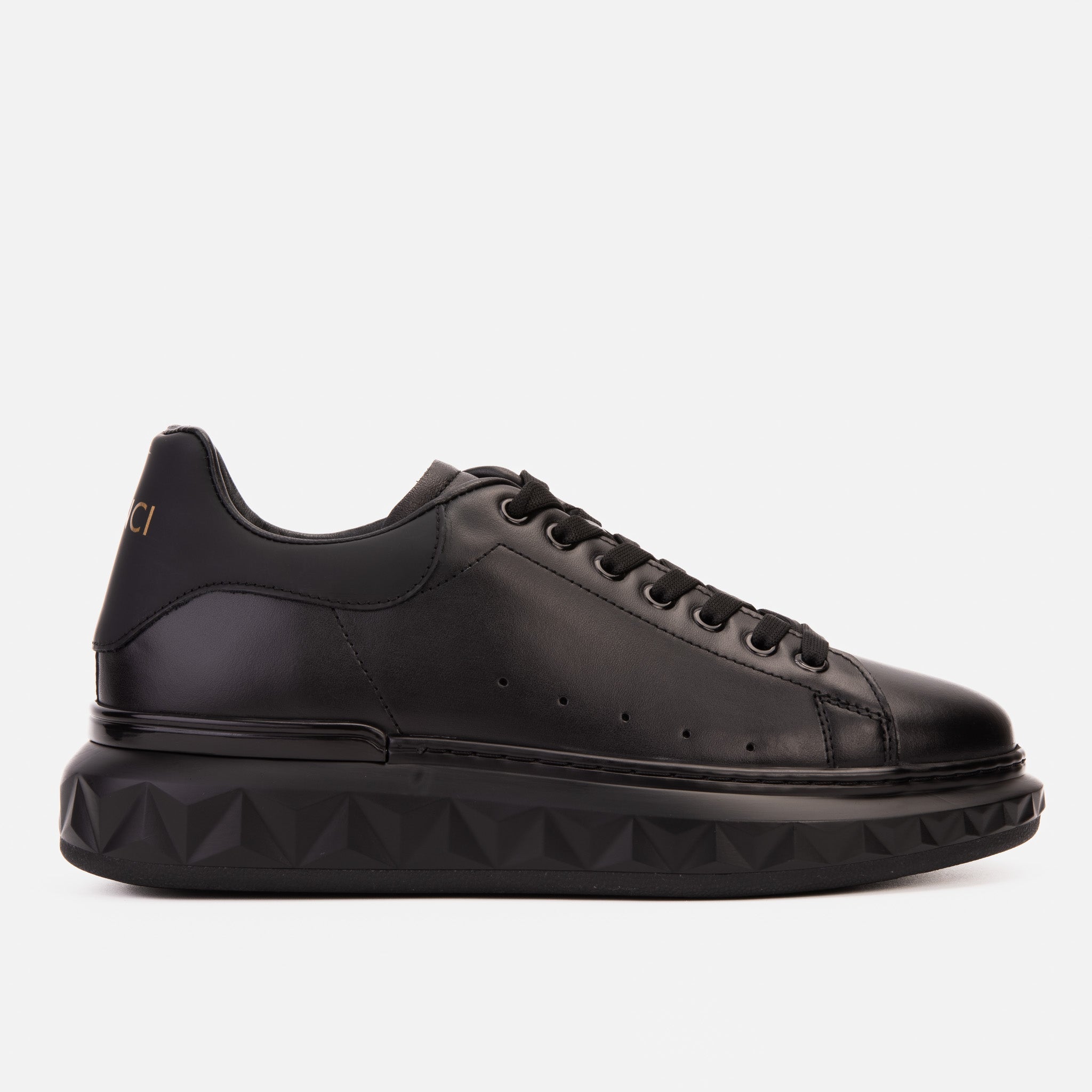 The Linq Black Leather Men Sneaker