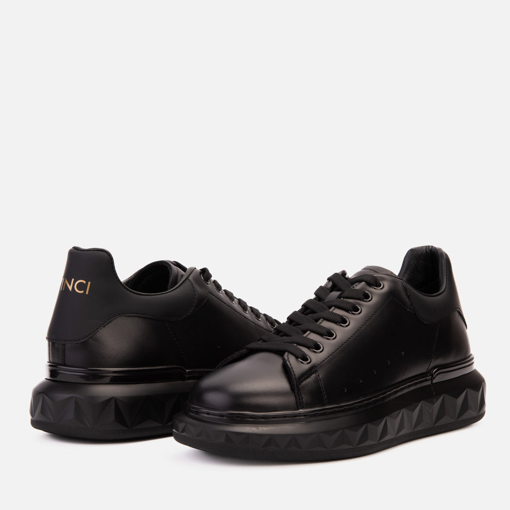 The Linq Black Leather Men Sneaker