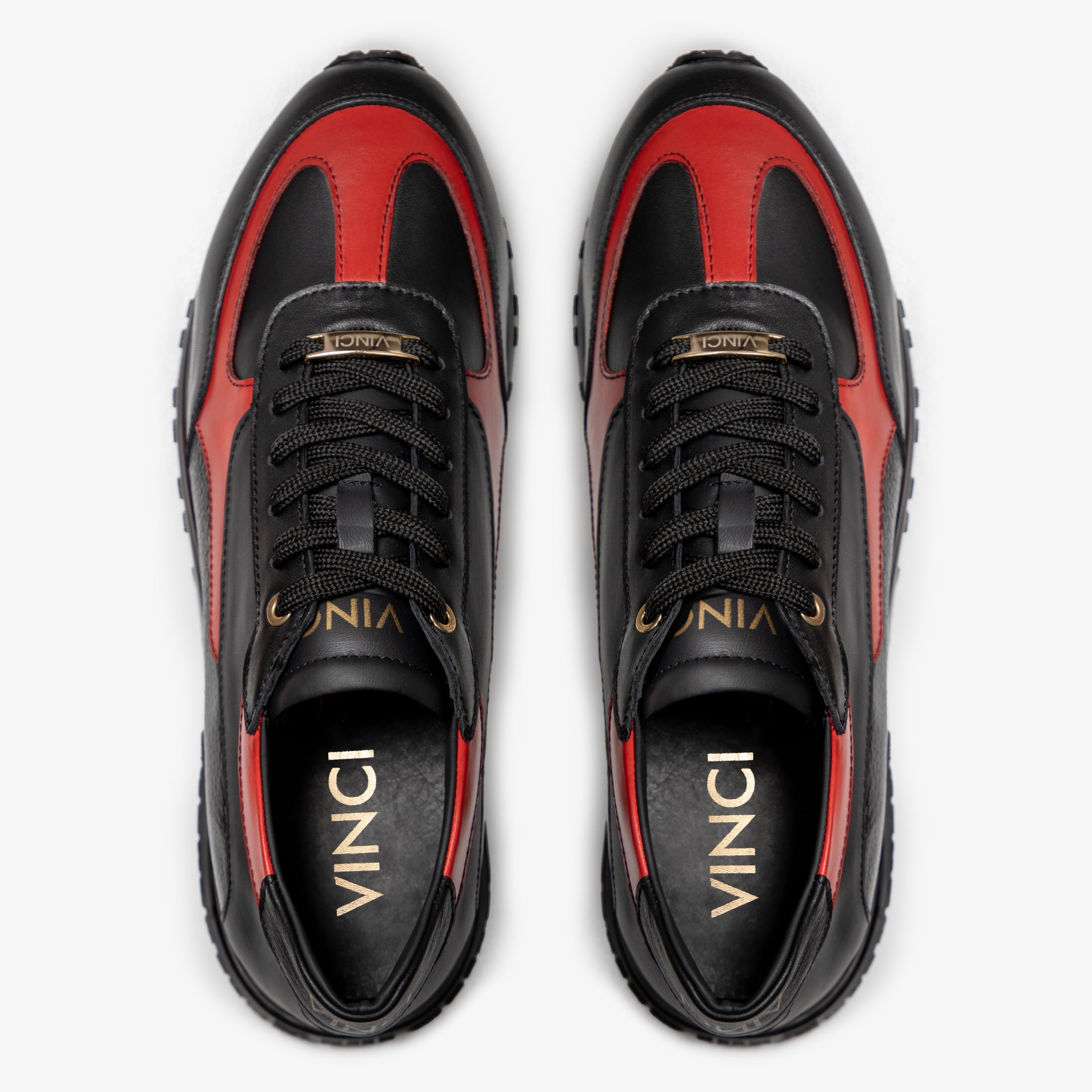 The Arda Black & Red Leather Men Sneaker