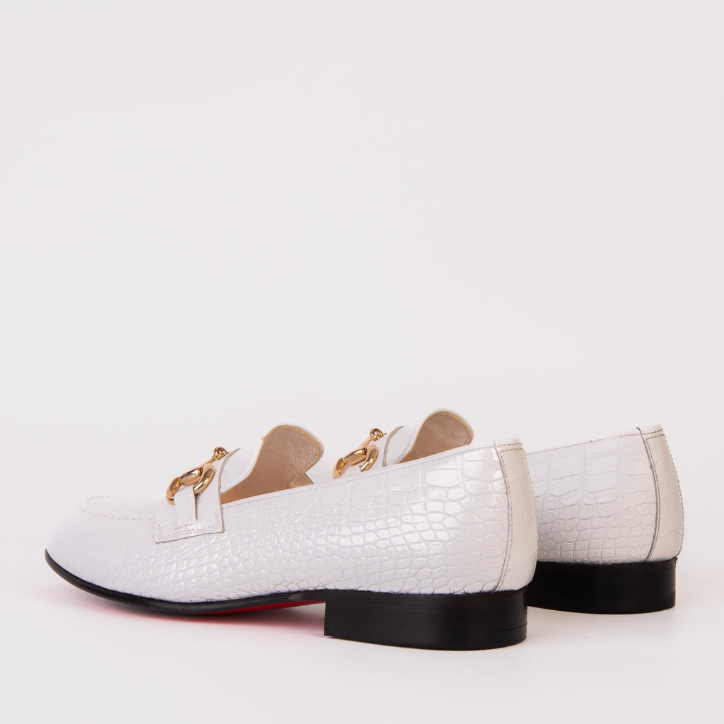 The Monaco White Leather Men Shoe Bit Loafer