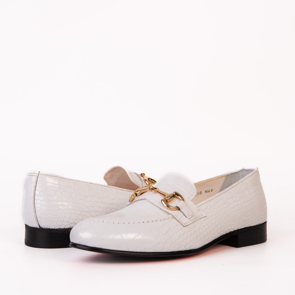 The Monaco White Leather Men Shoe Bit Loafer