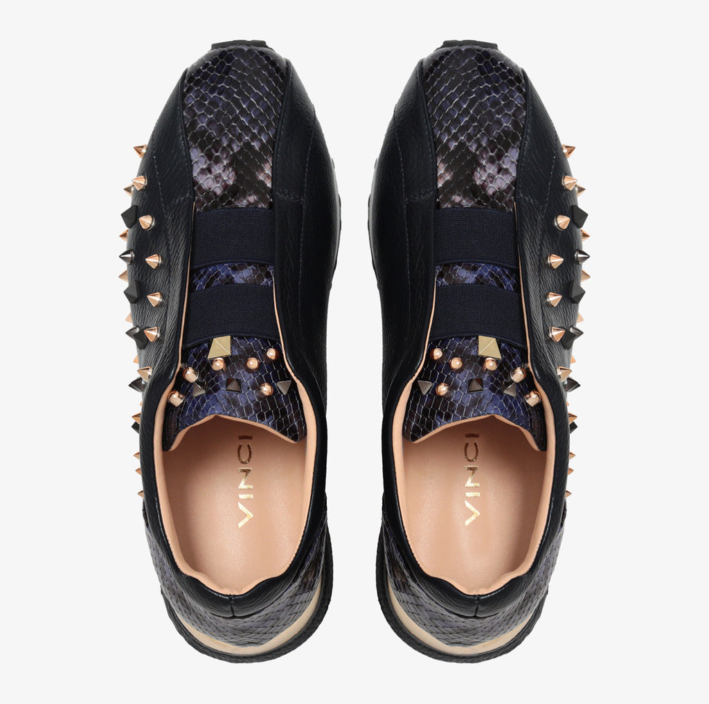 The Infanta Navy Spike Leather Women Sneaker Limited Edition