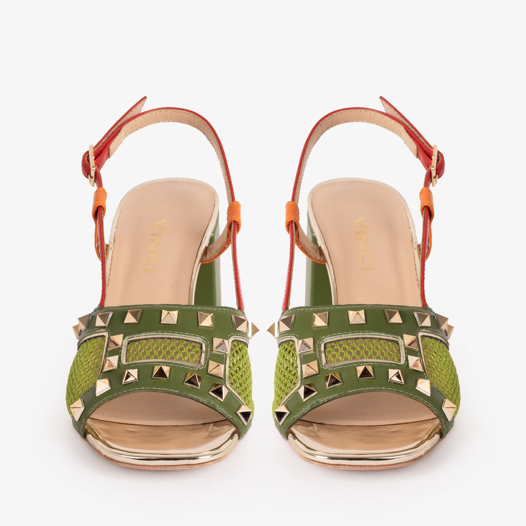The Linea Green Leather Women Slingback Shoe