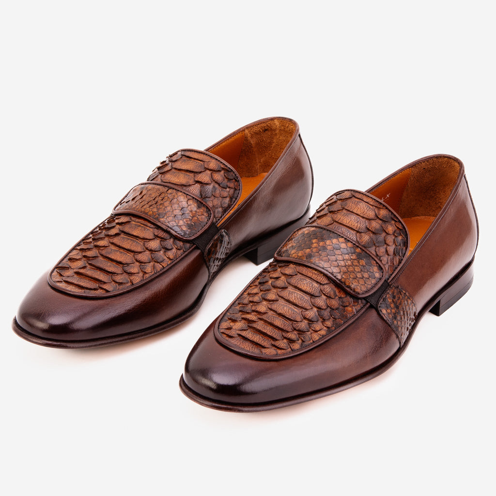 The Dorian Tan Python &amp; Baby Buffalo Leather Loafer Men Shoe