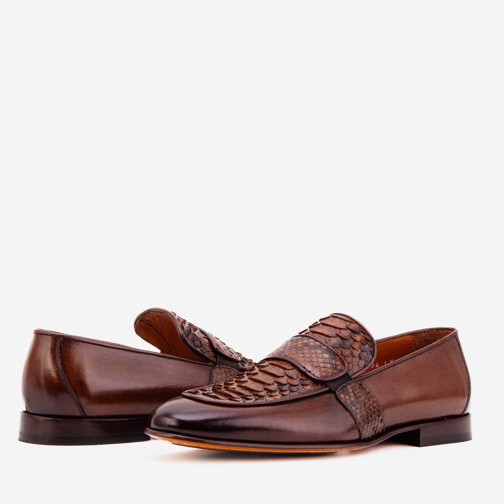 The Dorian Tan Python &amp; Baby Buffalo Leather Loafer Men Shoe