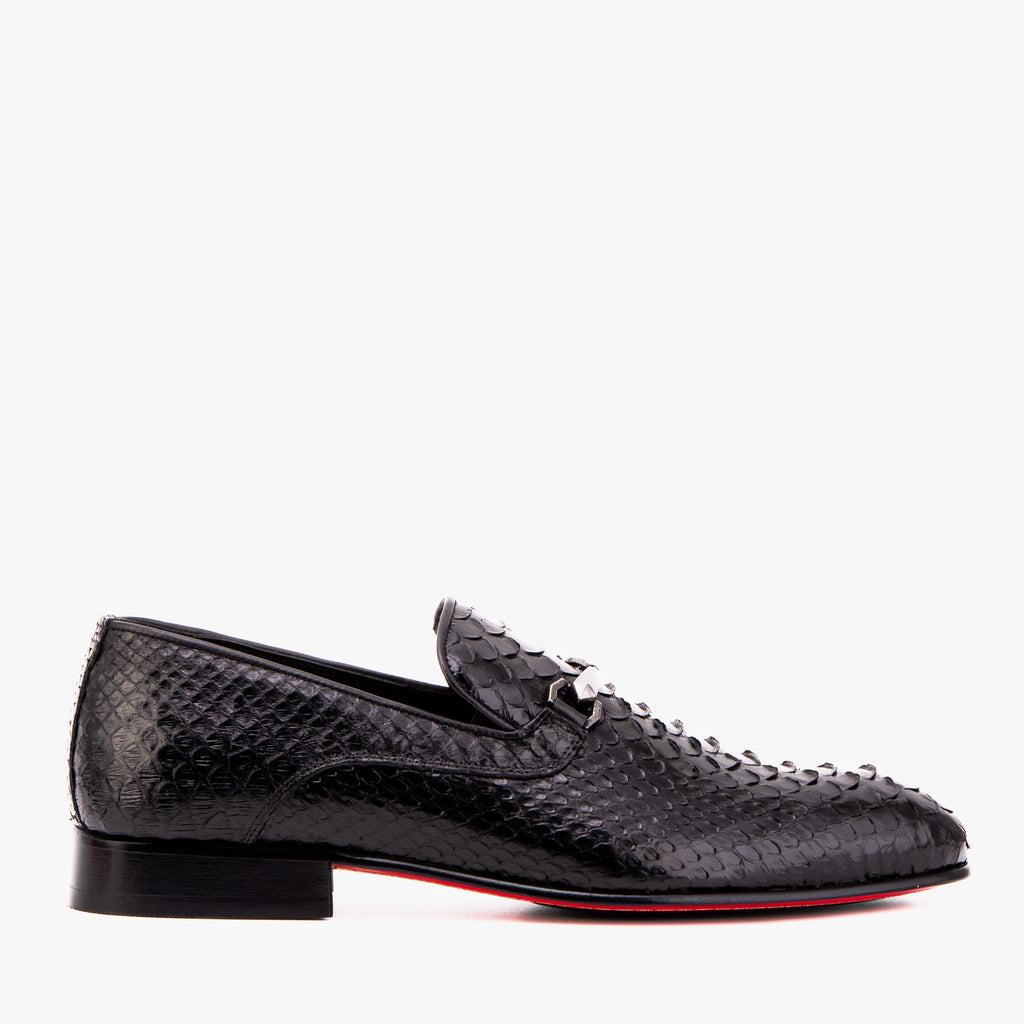 The Viper Black Python Skin Leather Bit Loafer Men Shoe
