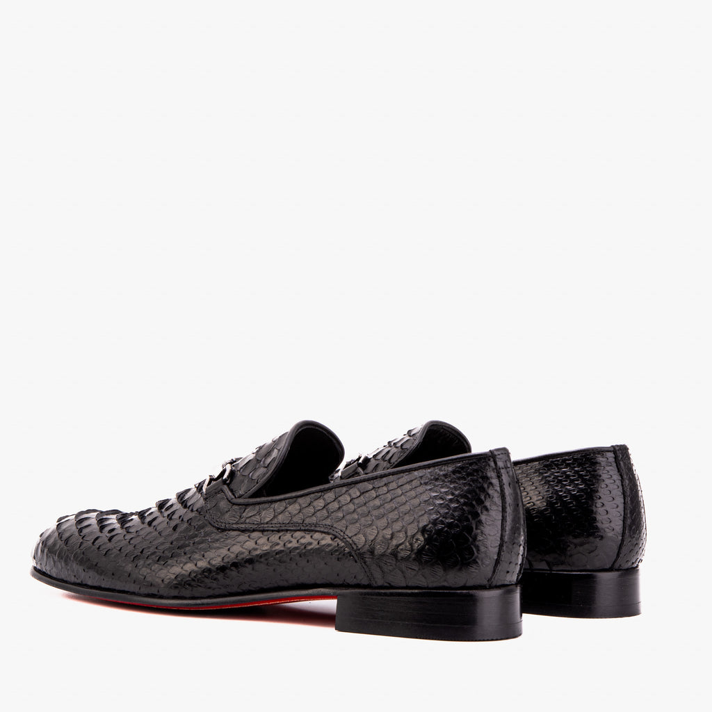 The Viper Black Python Skin Leather Bit Loafer Men Shoe
