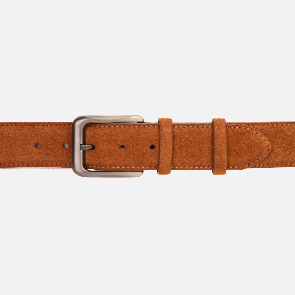 The Bari Tan Suede Leather Belt