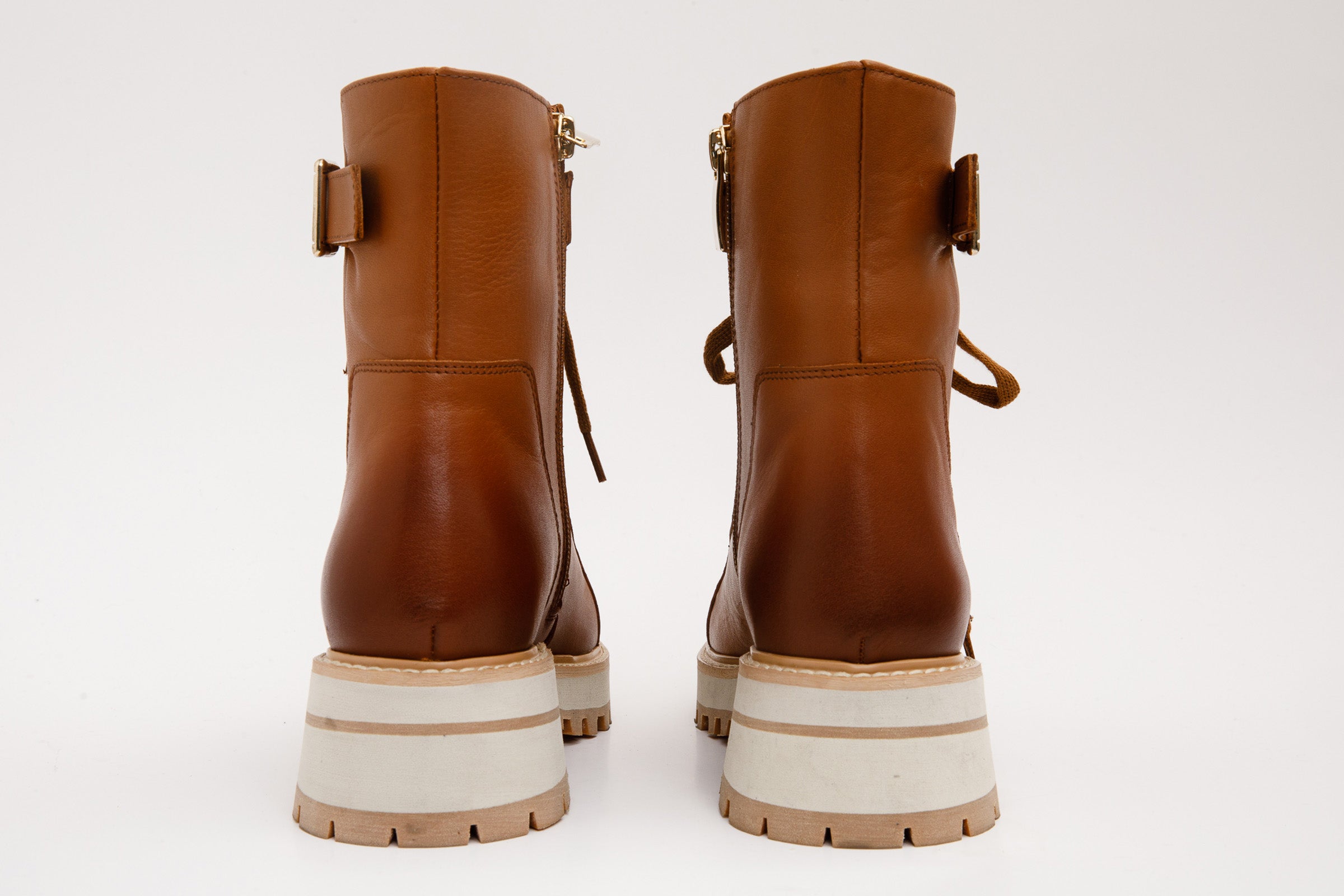 The Belgrano Tan Leather Lace-Up Ankle Women Boot With a Side Zipper