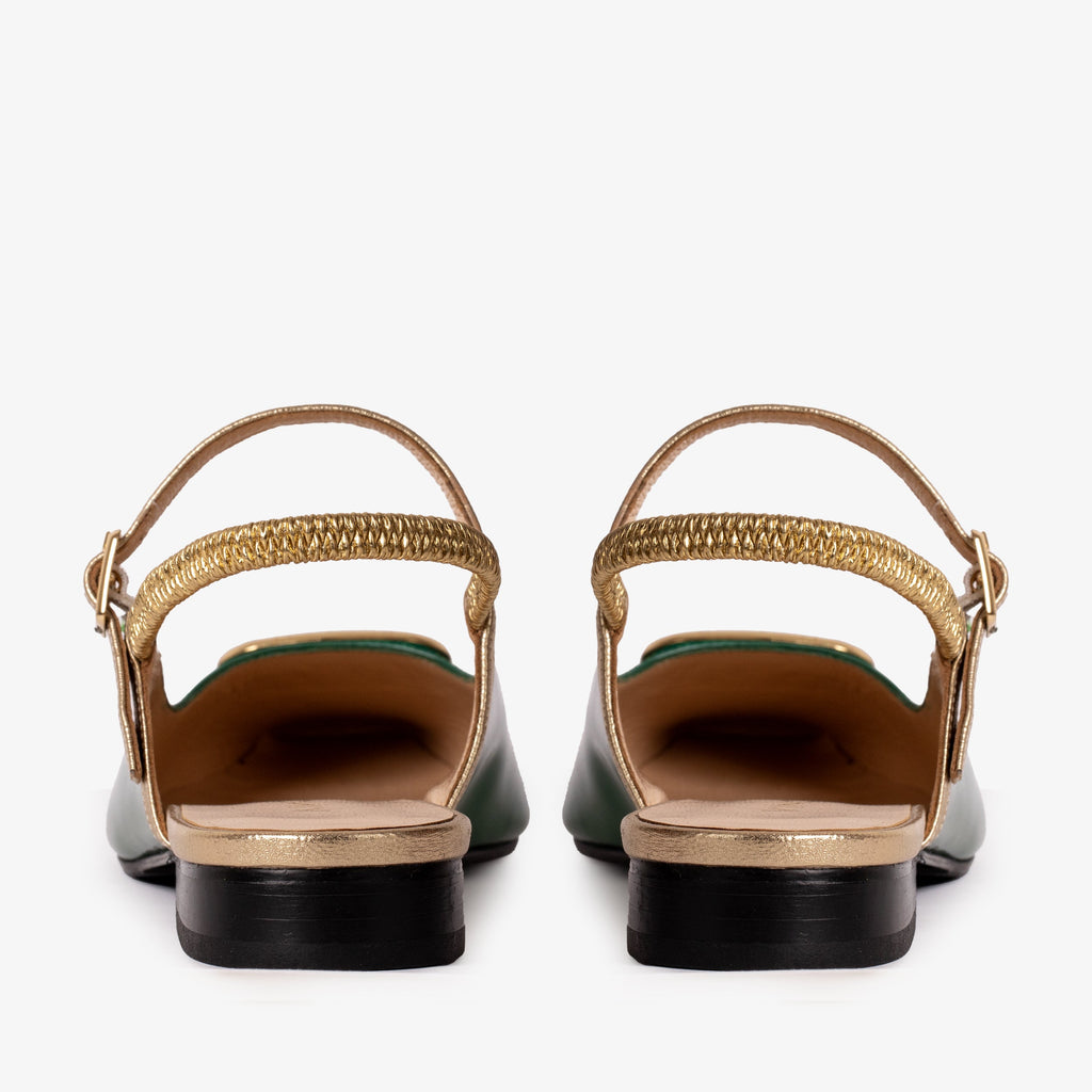 The Rosalinda Green Patent Leather Women Flat Slingback Shoe