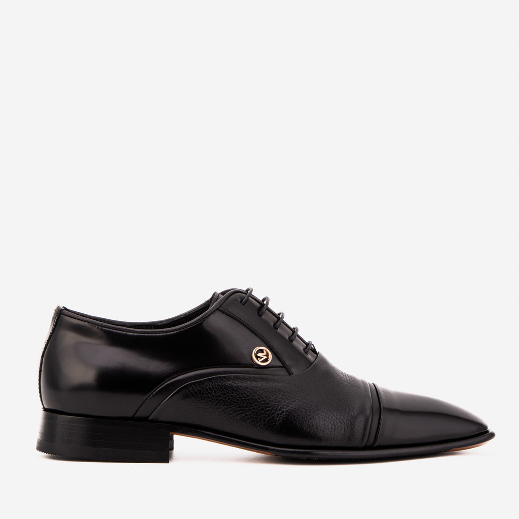 The Rockwell Handmade Black Leather Cap Toe Men Oxford Shoe