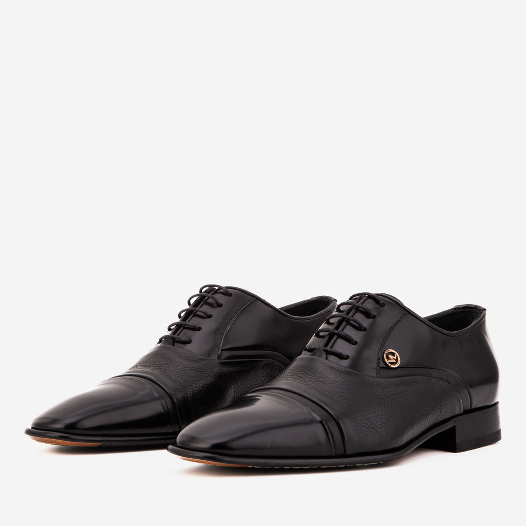 The Rockwell Handmade Black Leather Cap Toe Men Oxford Shoe