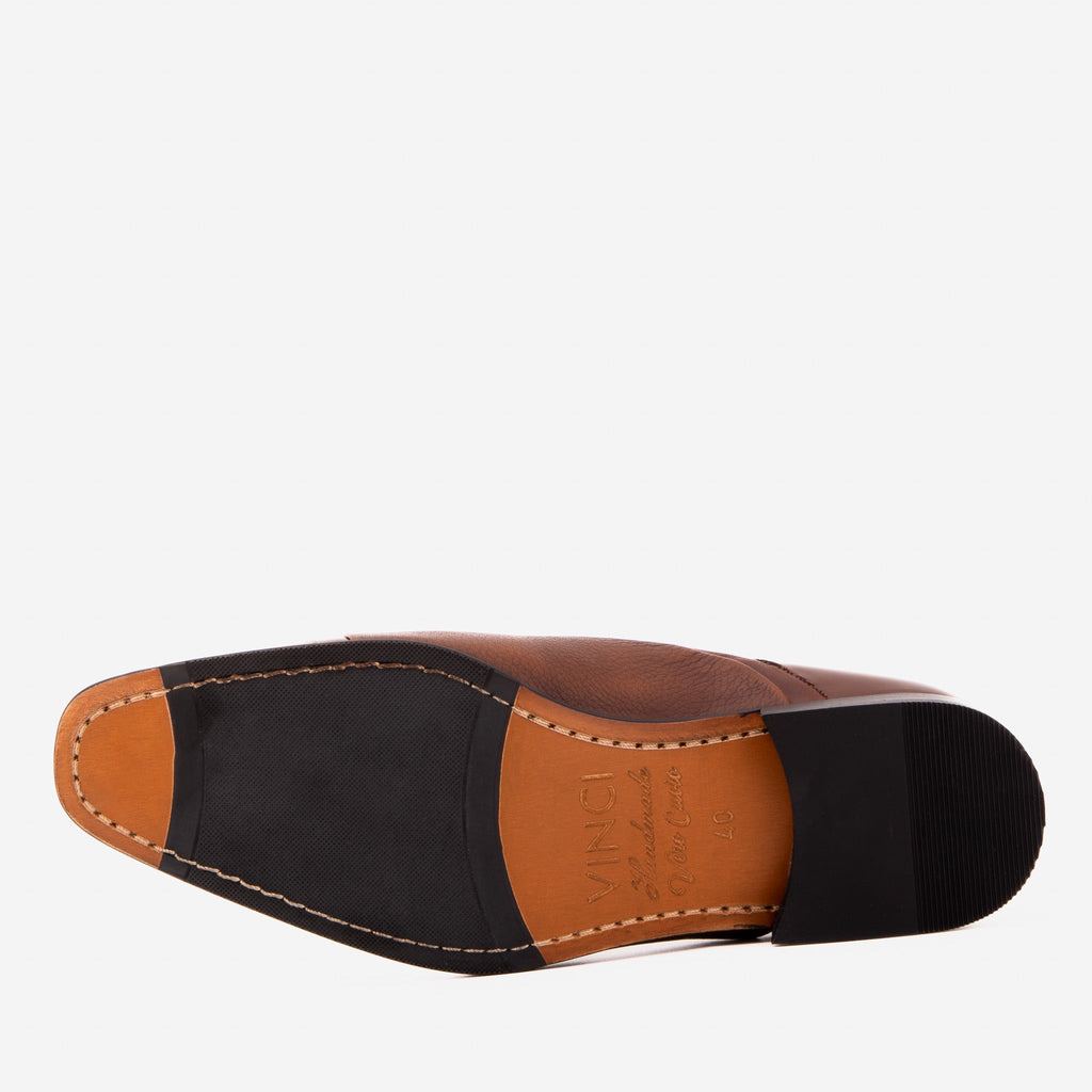 The Rockwell Handmade Tan Leather Cap Toe Oxford Men Shoe