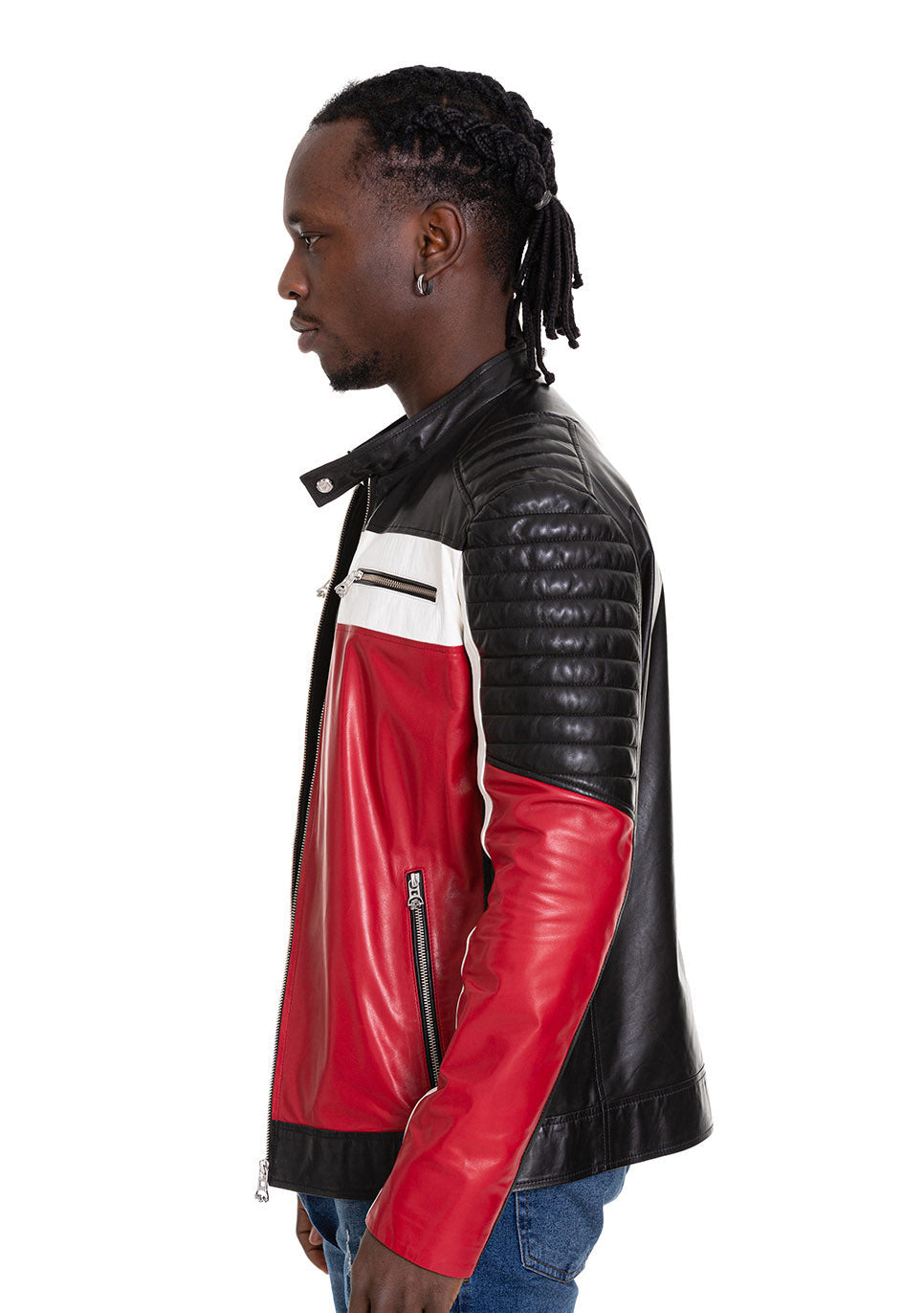 The Martos Black & Red Leather Men Jacket