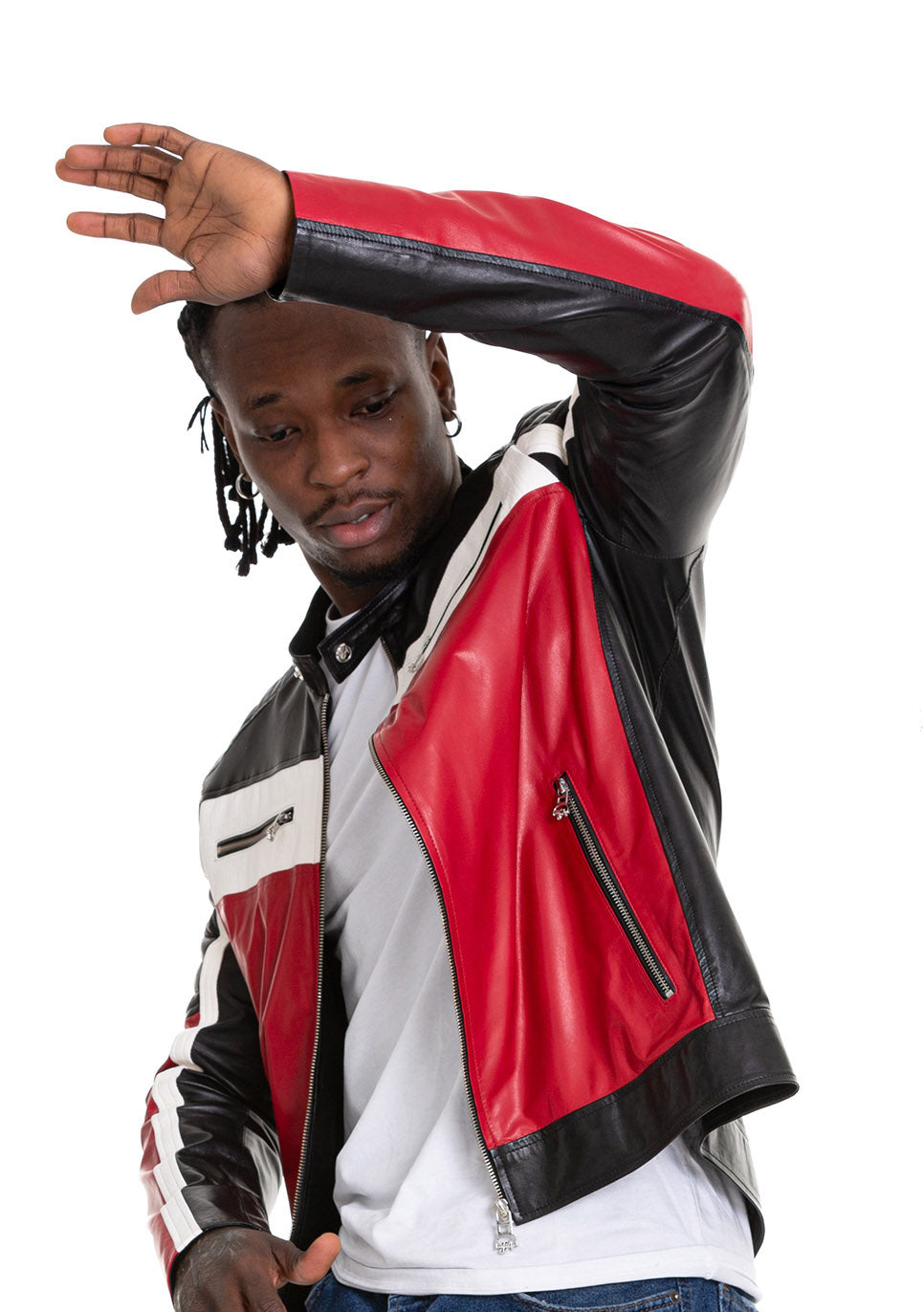 The Martos Black & Red Leather Men Jacket
