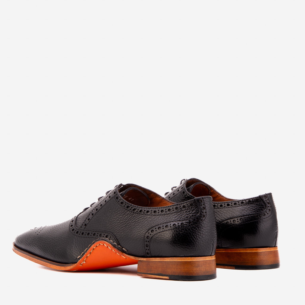 The Draco Handmade Black Semi Brogue Oxford Men Shoe