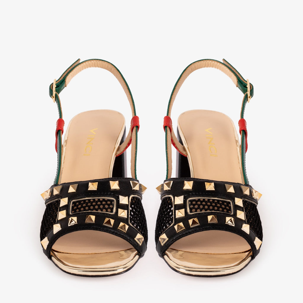 The Linea Black Leather Women Slingback Shoe