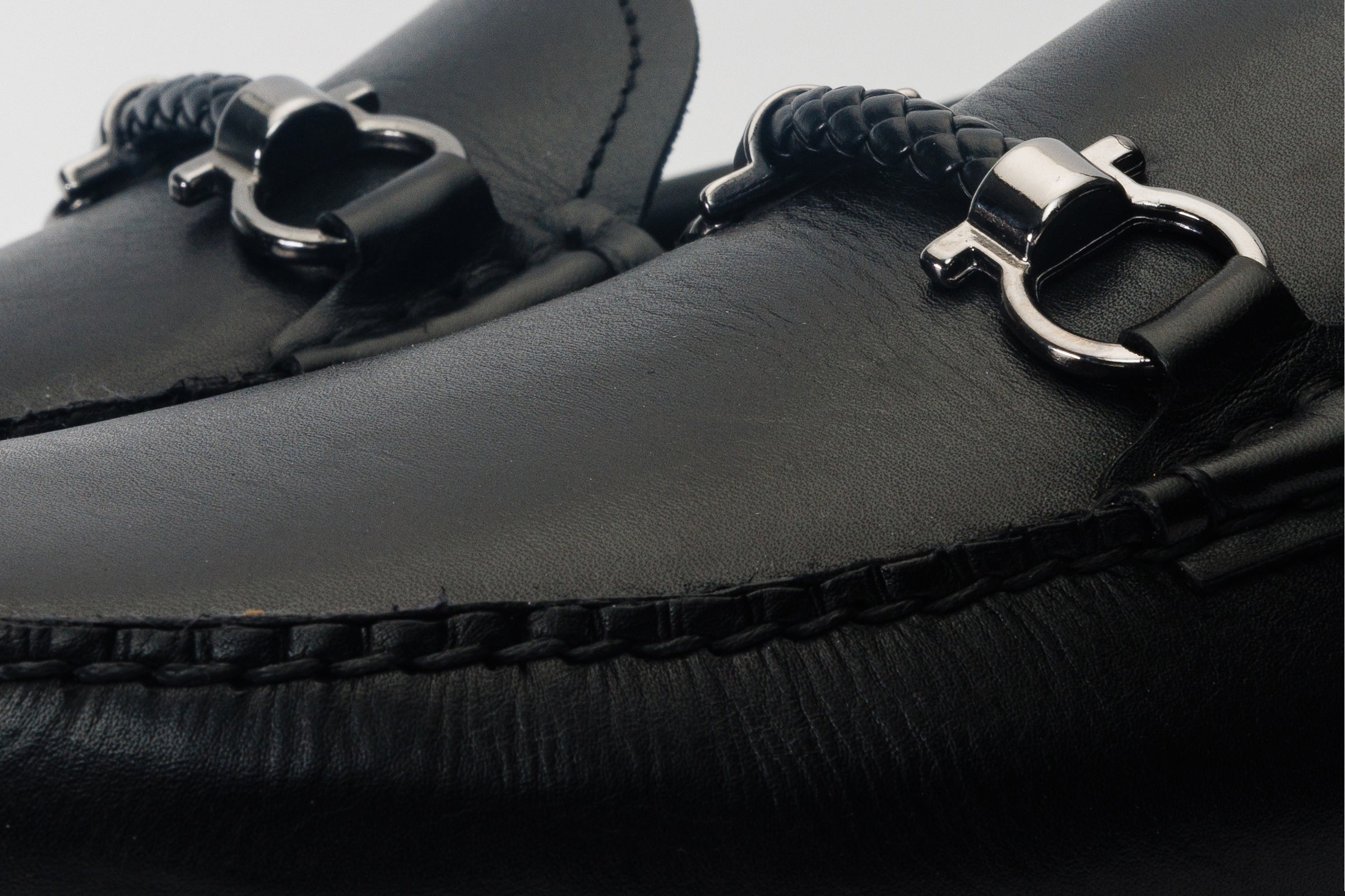 Pavia Black Leather Bit Drive Loafer Men Shoe