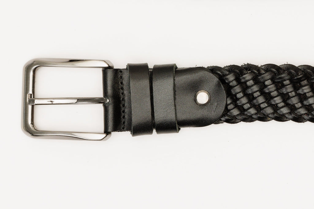 The Mclean Woven Black Leather Belt