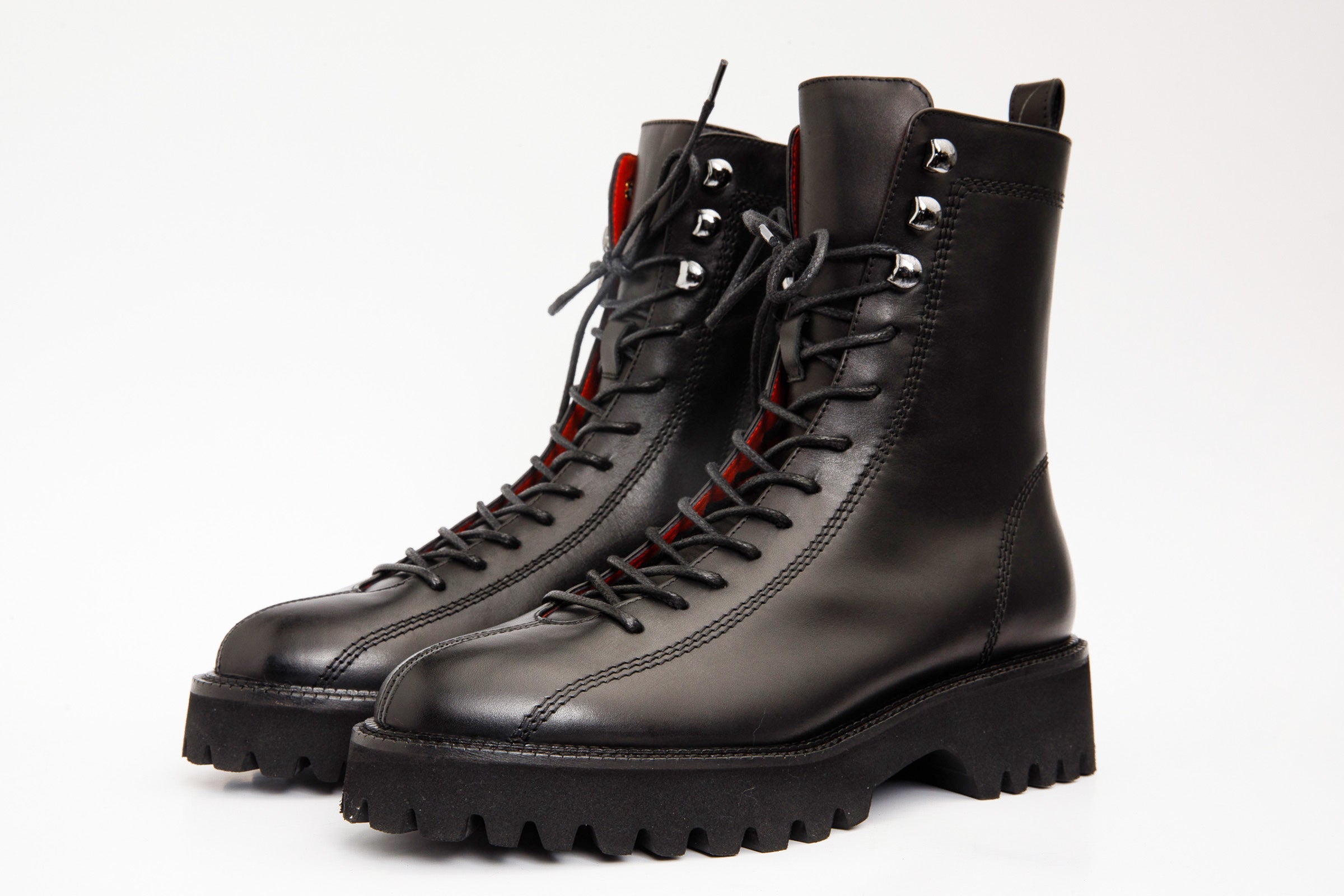The Moreno Black Leather Lace-Up Mid Calf Women Boot Final Sale!