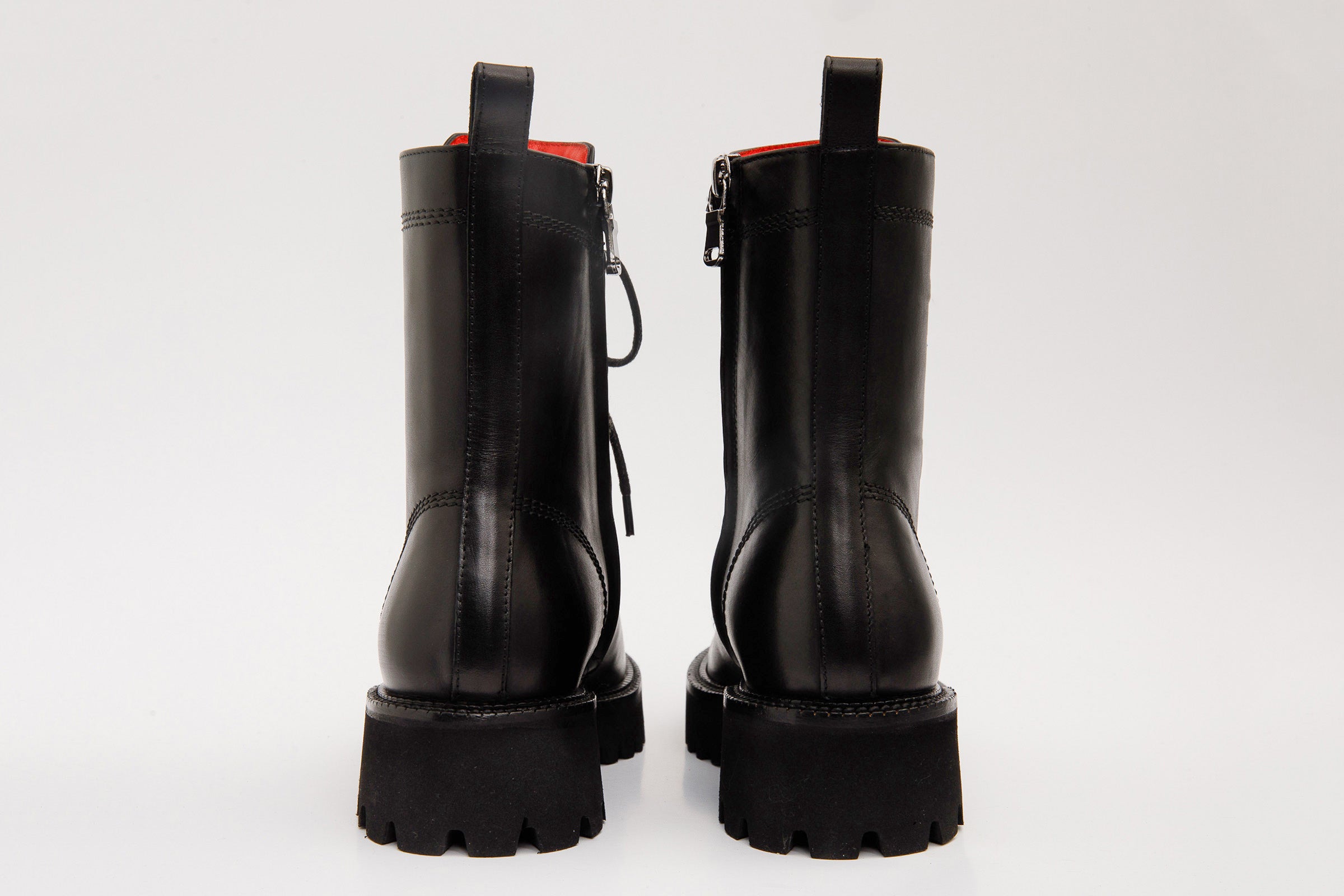 The Moreno Black Leather Lace-Up Mid Calf Women Boot Final Sale!