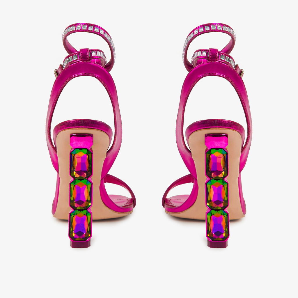 The Torola Fuchsia Stony Heel Leather Women Sandal Final Sale!