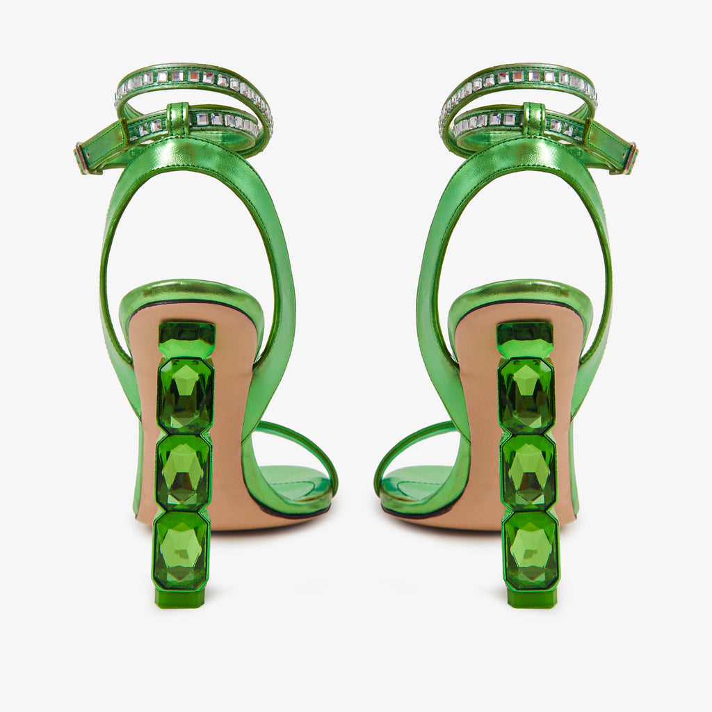 The Torola Green Stony Heel Leather Women Sandal Final Sale!