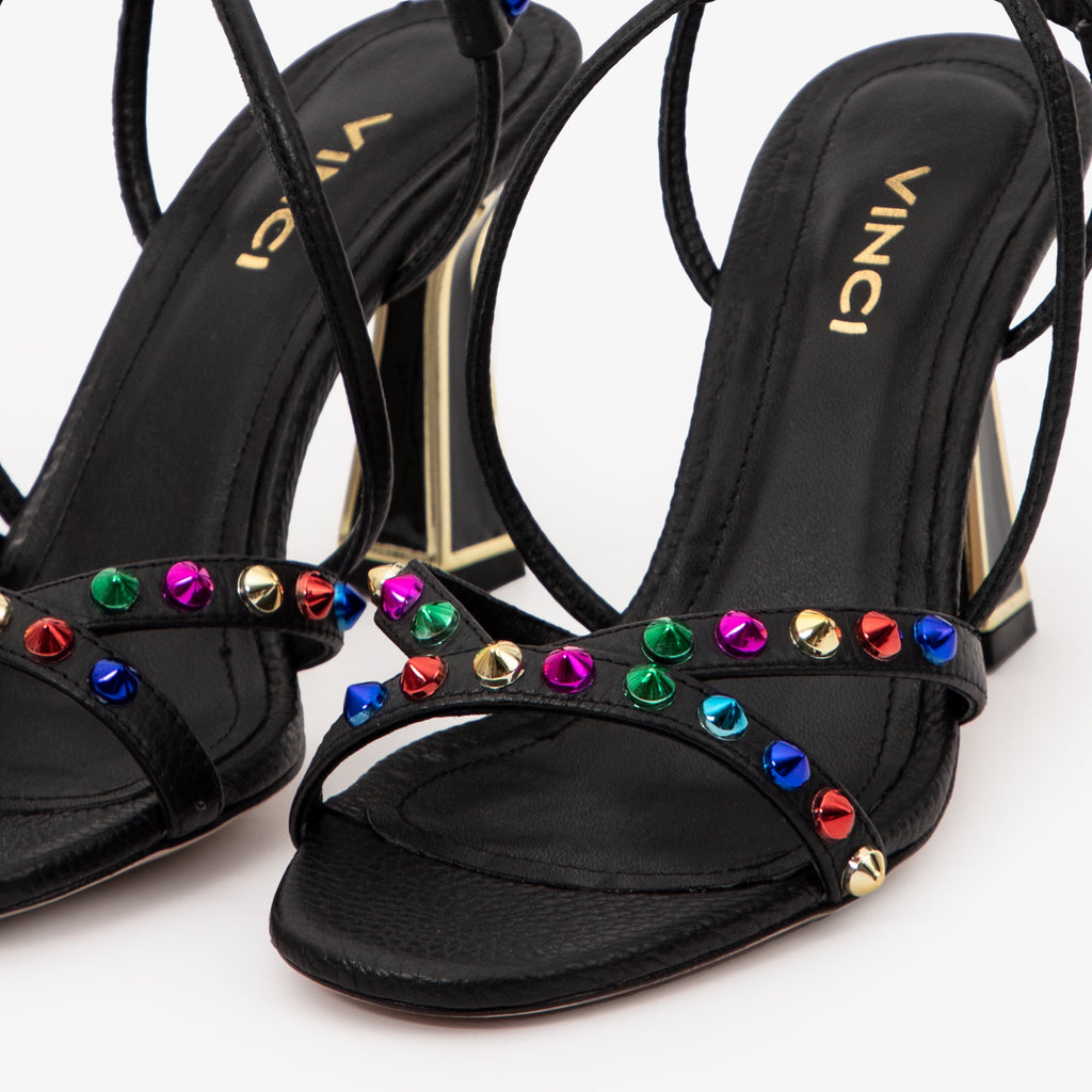 The Aurora Black Leather Strappy Women Sandal