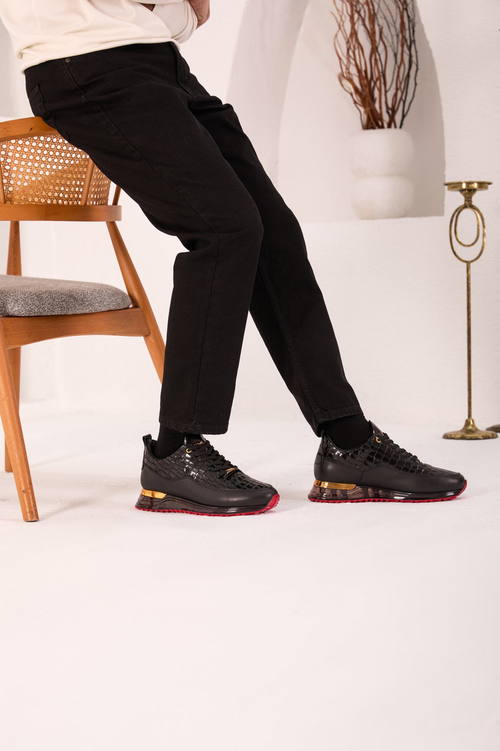 The Marseille Black Leather Men Sneaker