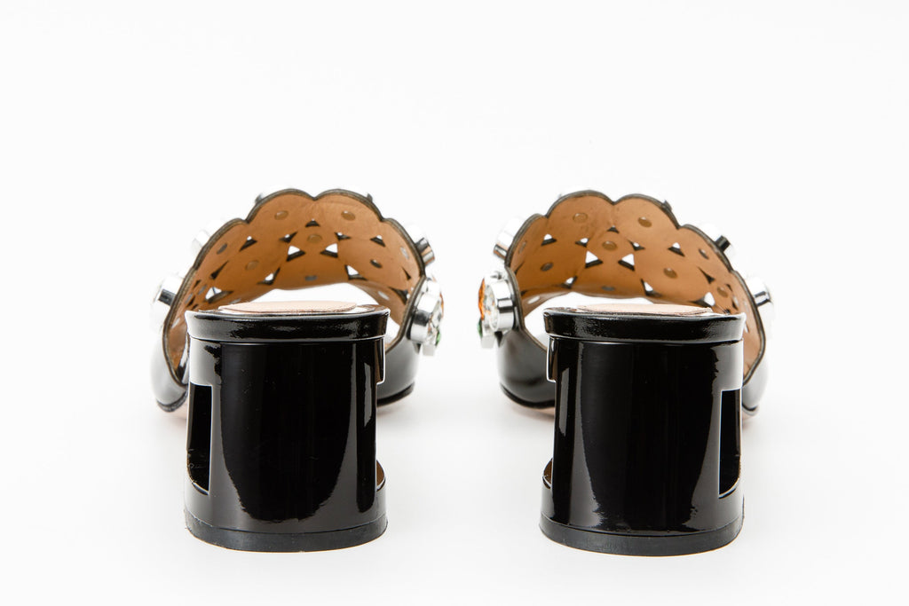 The Capadica Black Leather Block Heel Women Sandal Final Sale!