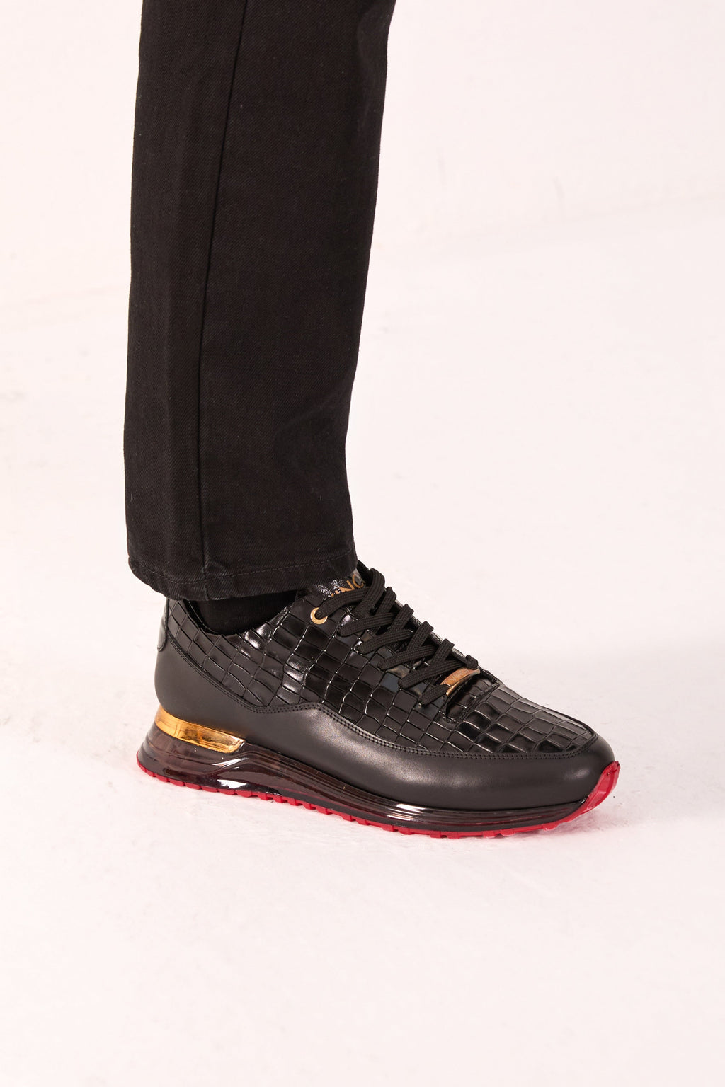 The Marseille Black Leather Men Sneaker