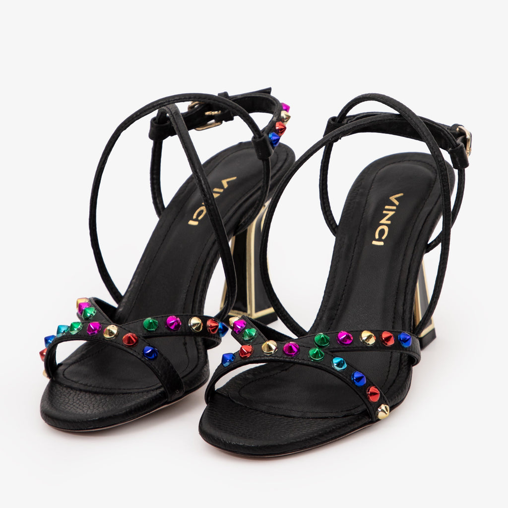 The Aurora Black Leather Strappy Women Sandal