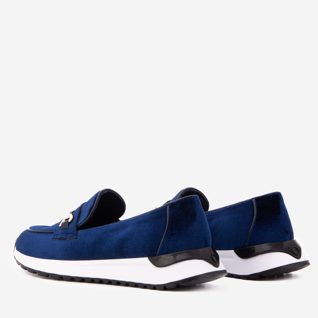 The Milan Navy Blue Leather Women Sneaker