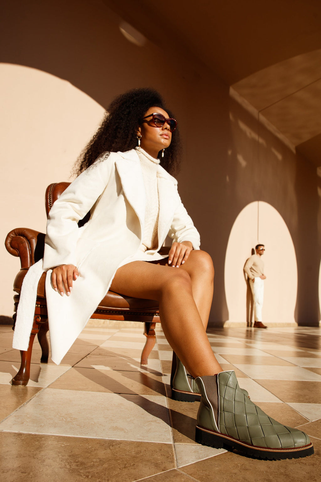 The Luisina Green Handwoven Leather Ankle Boot Final Sale!