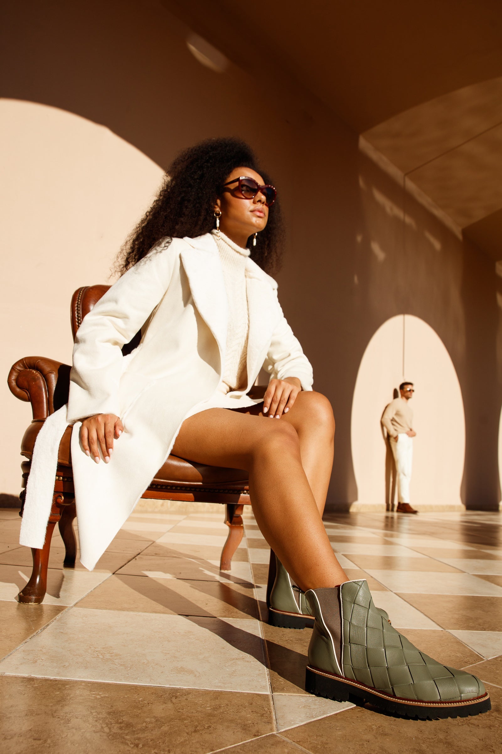 The Luisina Green Handwoven Leather Ankle Boot Final Sale!