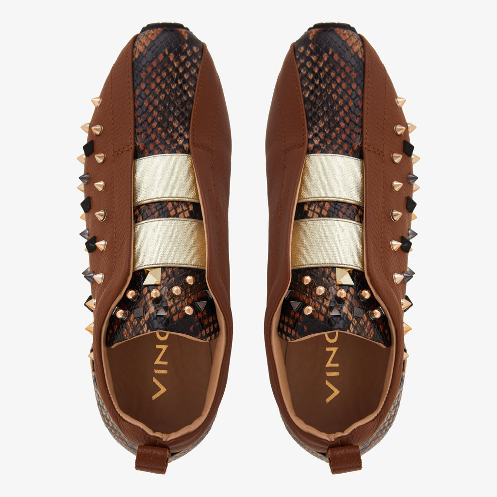The Infanta Tan  Spike Leather Women Sneaker Limited Edition