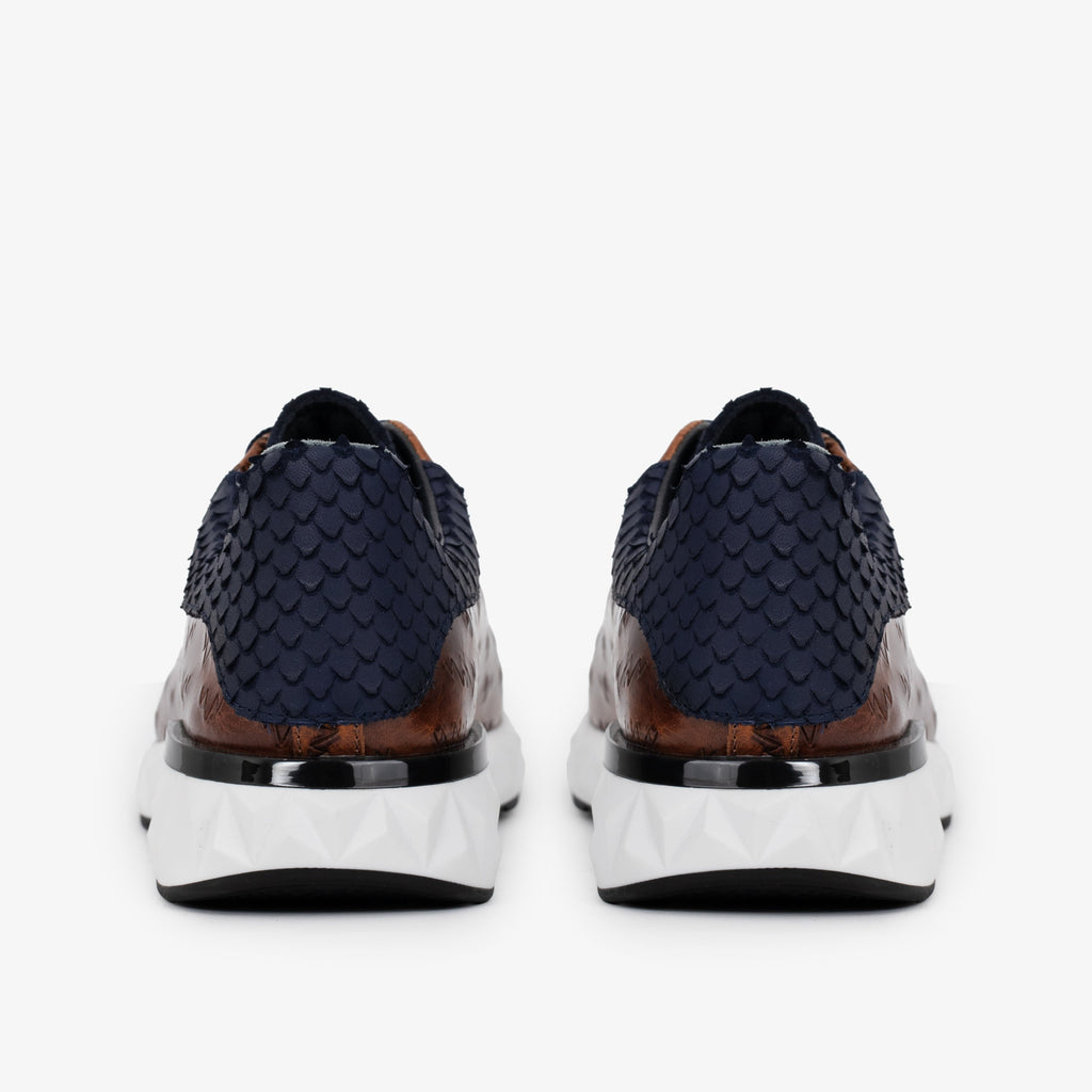 The Caesars Navy & Tan Leather Men Sneaker