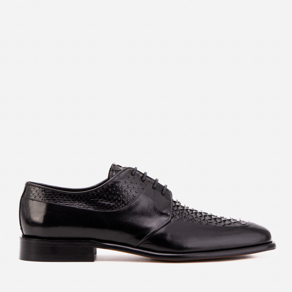 The Arven Black Python Leather Men Shoe