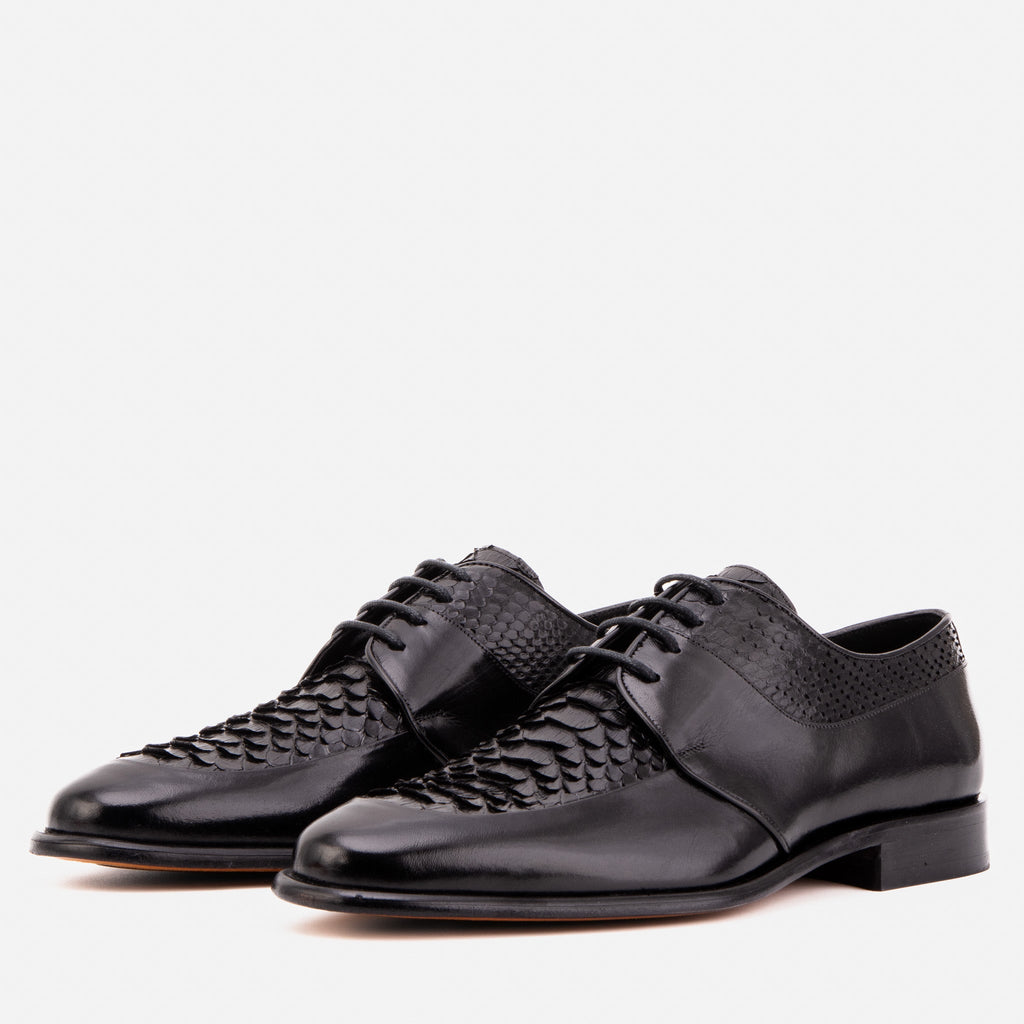 The Arven Black Python Leather Men Shoe