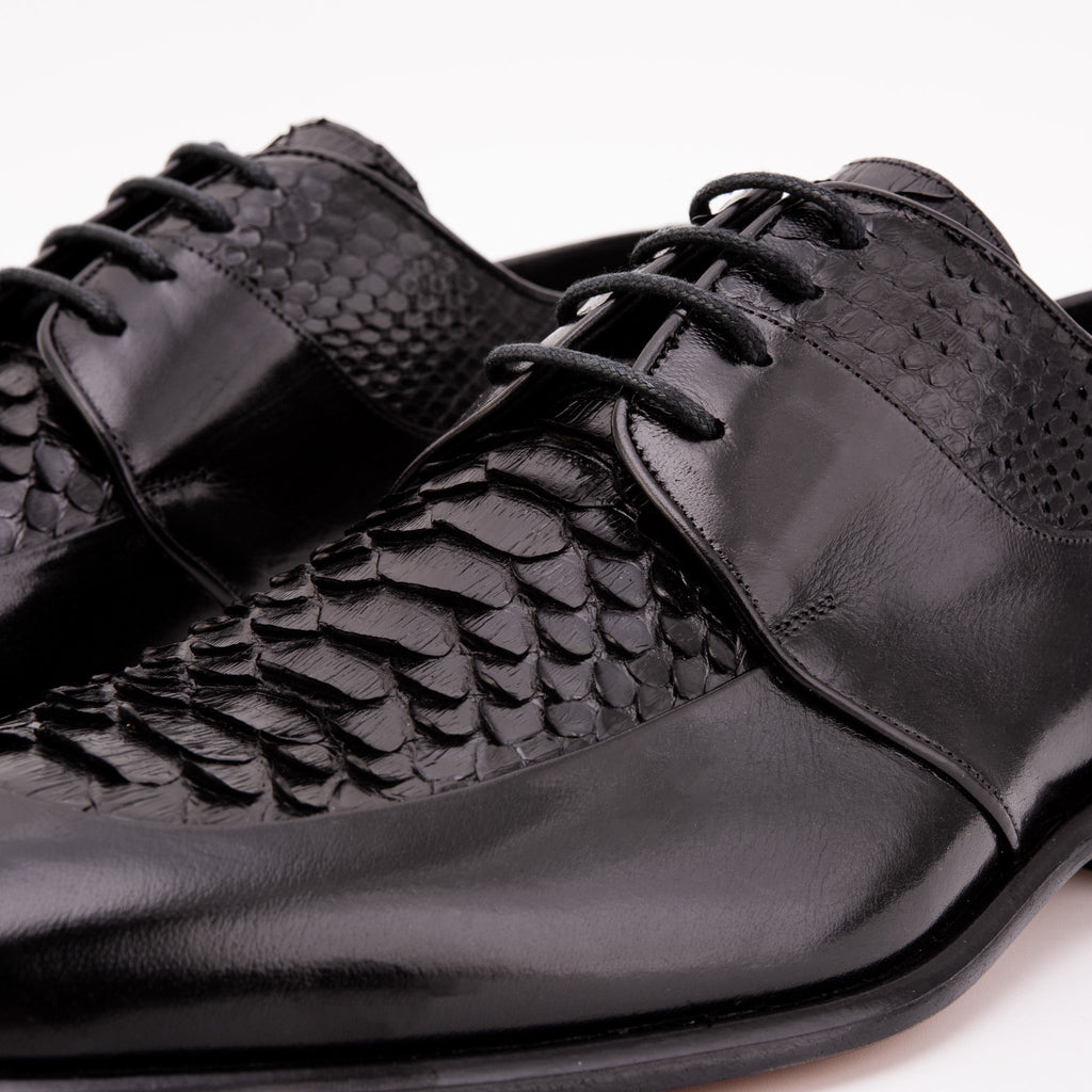 The Arven Black Python Leather Men Shoe