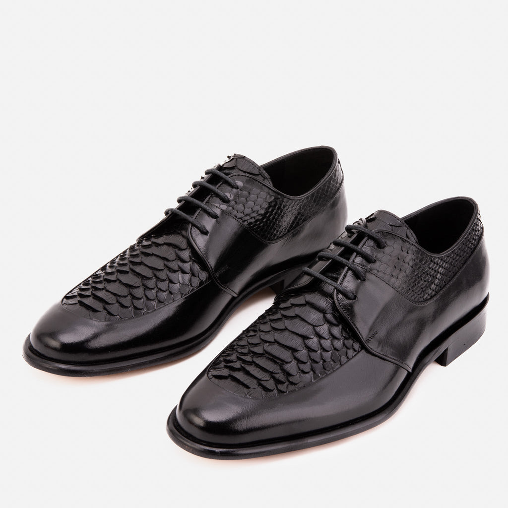The Arven Black Python Leather Men Shoe