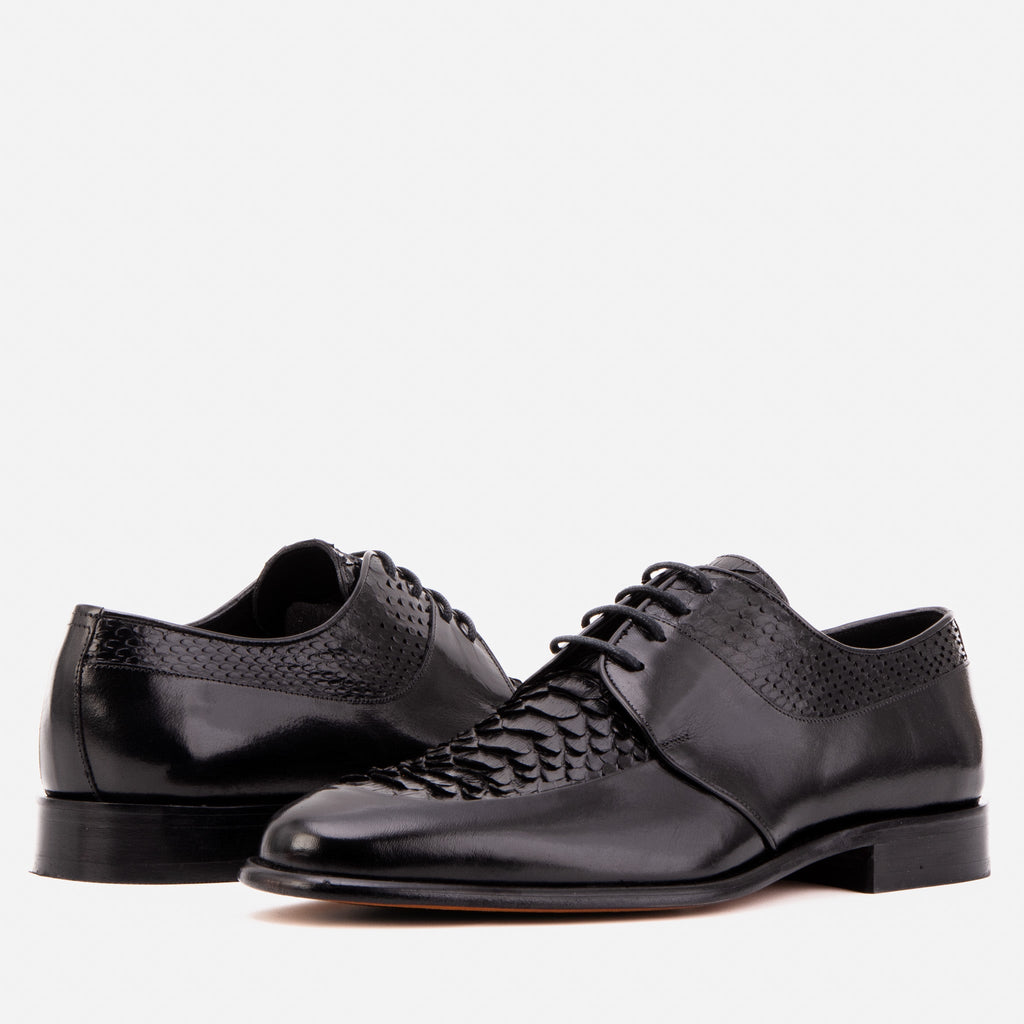 The Arven Black Python Leather Men Shoe