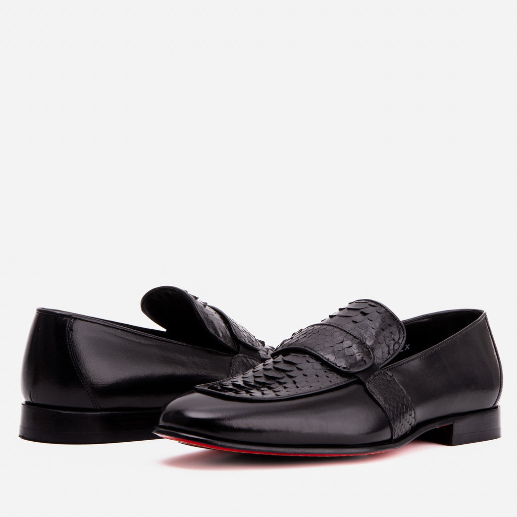 The Dorian Black Python & Baby Buffalo Leather Loafer Men Shoe