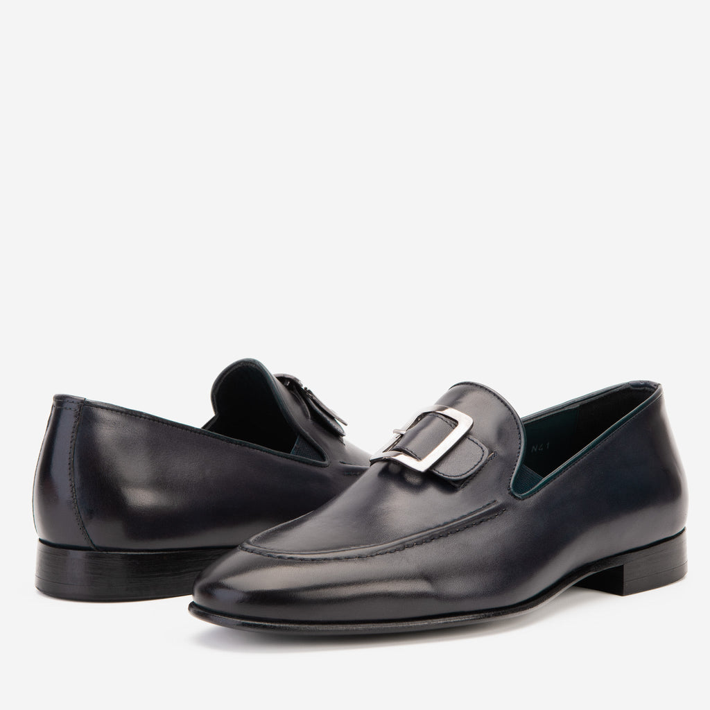 The Astoria Navy Buffalo Leather Men’s Loafer