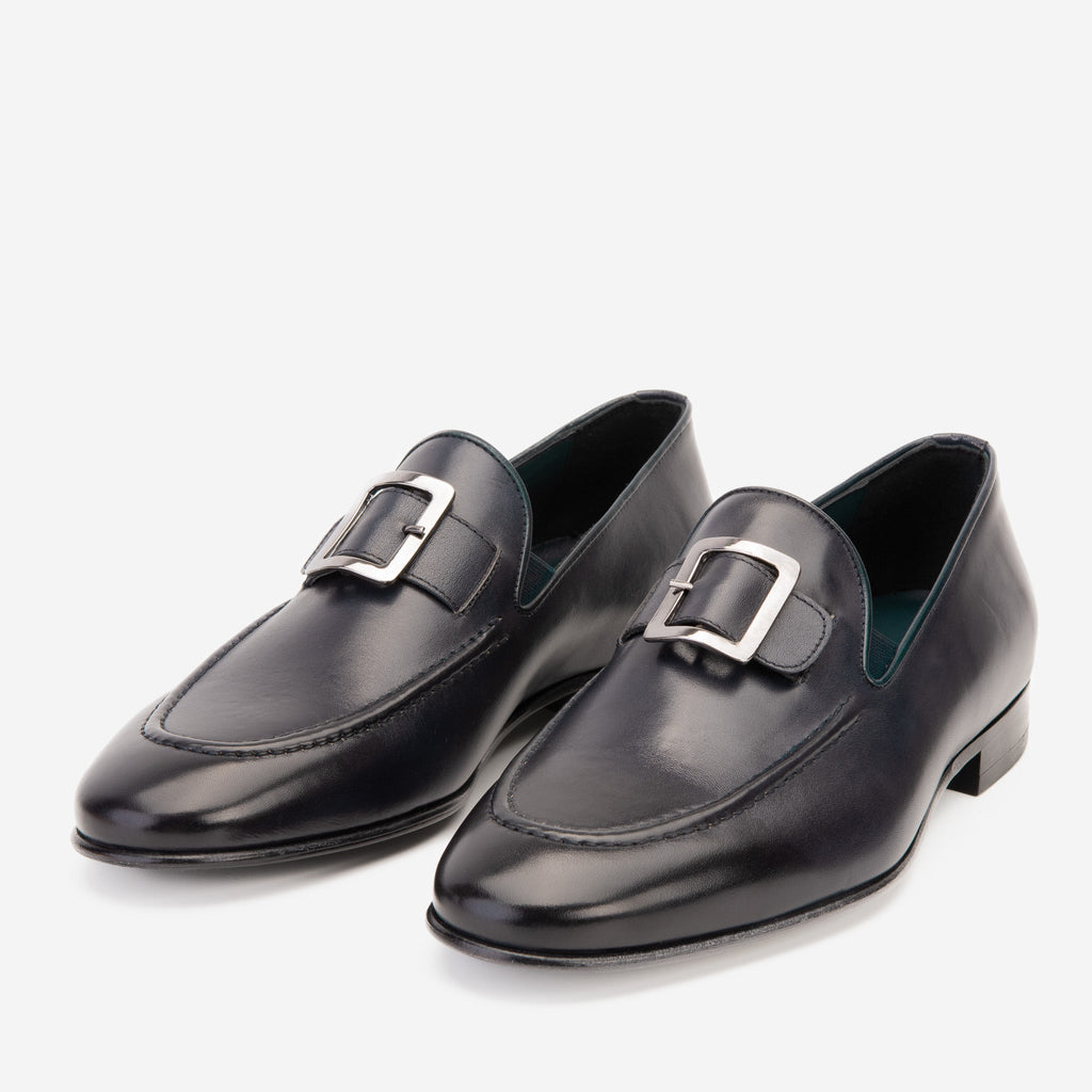 The Astoria Navy Buffalo Leather Men’s Loafer