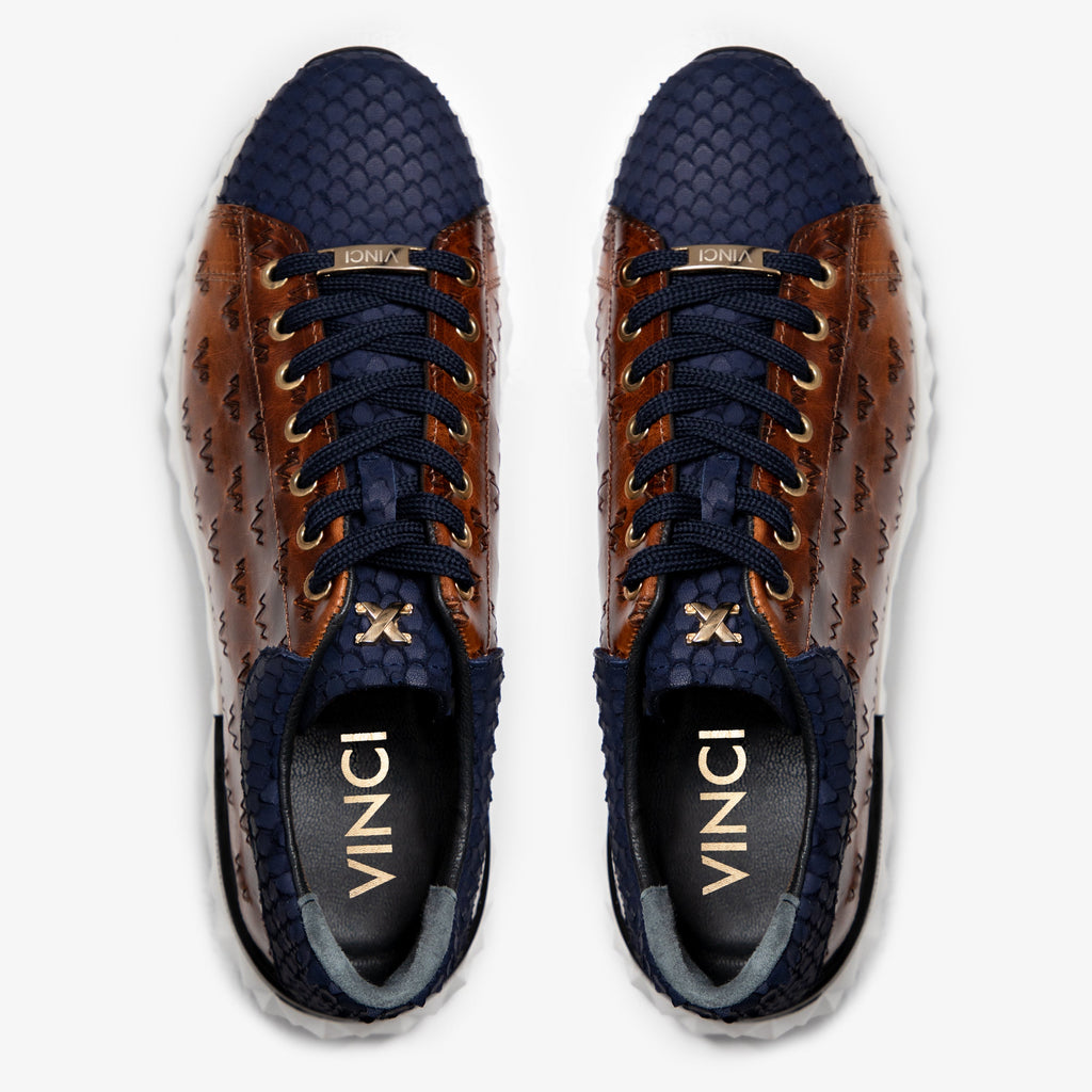 The Caesars Navy & Tan Leather Men Sneaker
