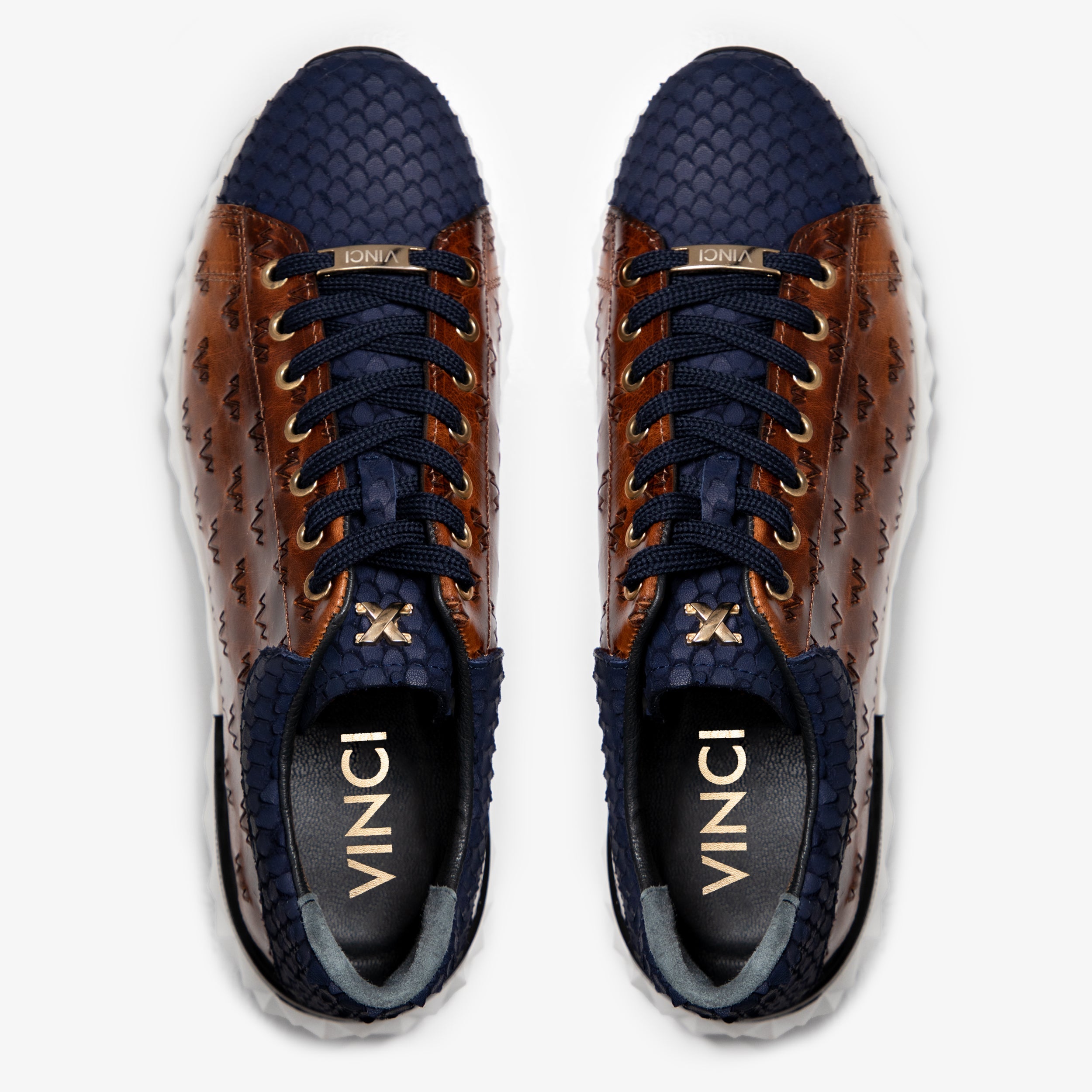 The Caesars Navy & Tan Leather Men Sneaker