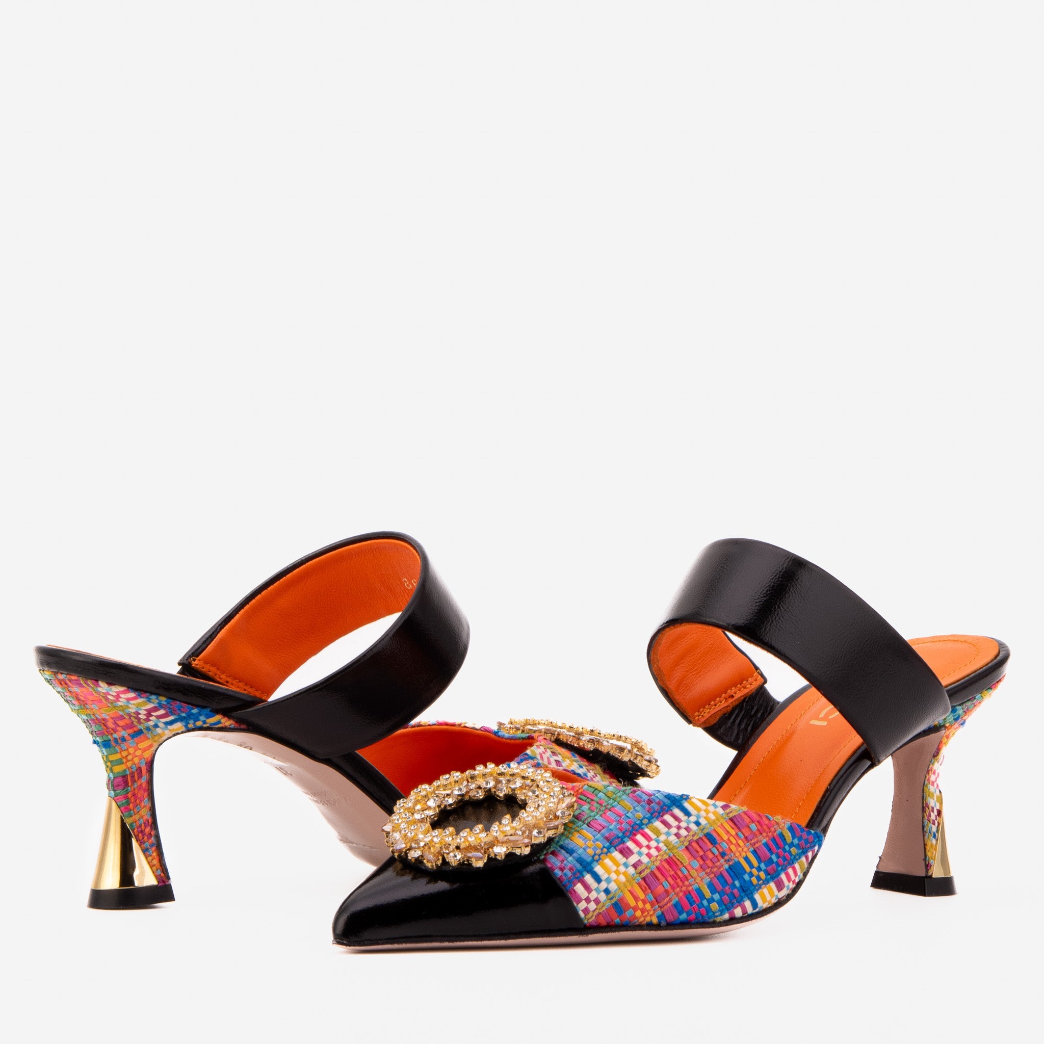 The Valencia Multicolor Leather Women Jewel Heel Mule Sandal