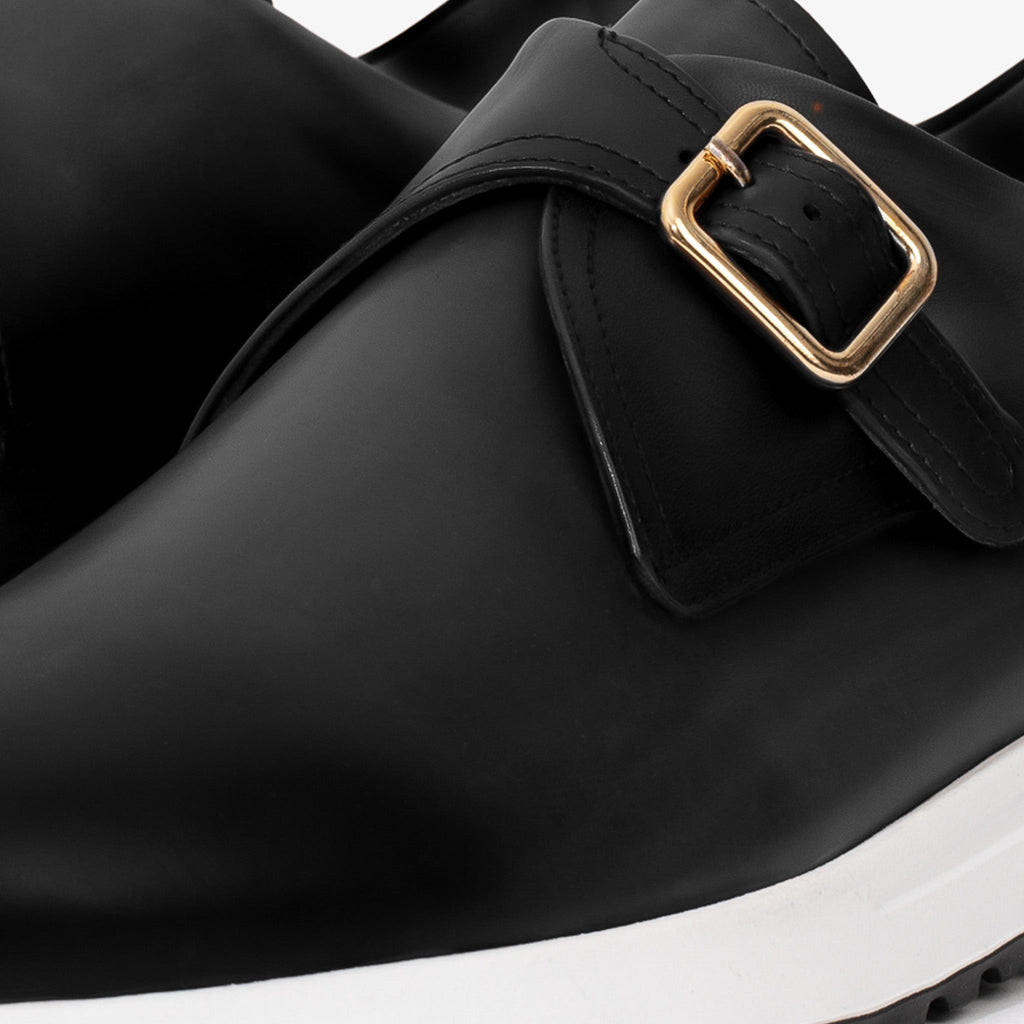 The Luxe Black Buffalo Leather Women Sneaker