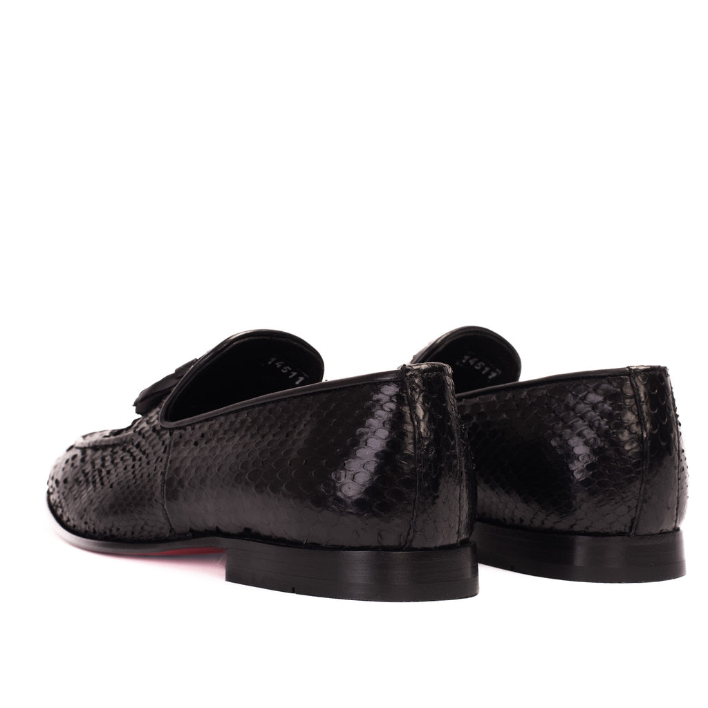 The Bethesda Black Pyhtn Skin Leather Tassel Loafer Men  Shoe